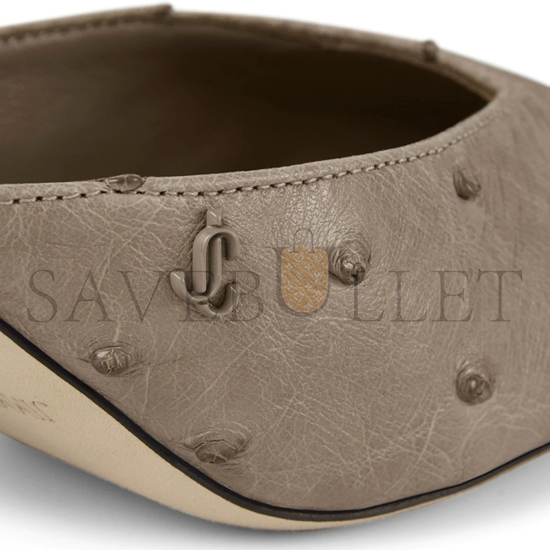 JIMMY CHOO VIVI 65 TAUPE OSTRICH LEATHER MULES VIVI65OAA